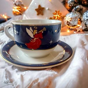 J C Penny Home Collection Christmas ANGEL OVERSIZED Soup Cocoa Mug 4"
